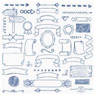Set Ribbons and Arrows hand drawn elements