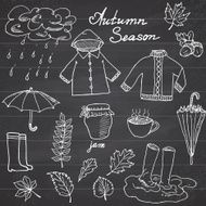 Autumn season set doodles elements Hand drawn doodle collection isolated N3