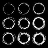 Set of White Hand Drawn Scribble Circles N5