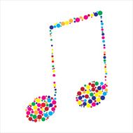 Dotted colorful music note