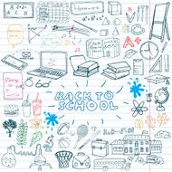 Back to School Doodles set with Lettering Hand-Drawn sketch Vector N2