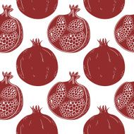 Seamless pattern with hand-drawn pomegranate N7