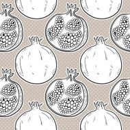 Seamless pattern with hand-drawn pomegranate N8