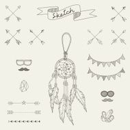 Hipster sketch style infographics elements set for retro design N2
