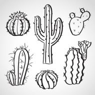 Ink style sketch set - cactus
