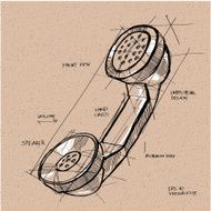vector sketch illustration - telephone handset N6
