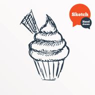 Hand drawn cupcake Sketched muffin symbol
