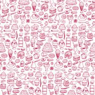 Cafe Seamless hand drawn doodle pattern