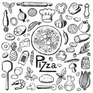 Pizza Set hand drawn elements N2