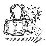 Women&#039;s Handbag Store Sale Label Drawing