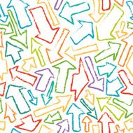 Seamless pattern of hand-drawn colorful arrows