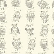Cute cartoon vector owls Vector pattern N2