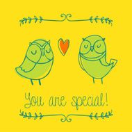 Owl floral background You are special card