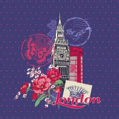 London Vintage Card with Stamps