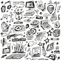 Technology devices Science - doodles