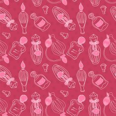 Hand drawn perfume fragrances bottles rose
