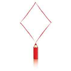 Red Pencil Drawing Ace of Diamonds Playing Card Icon N3