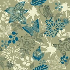 seamless floral background with butterflies