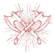 Hand Drawn Crossed Battle Axes isolated on white background vector N2