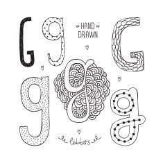 Vector hand drawn alphabet N34