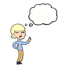 cartoon woman ignoring with thought bubble N29