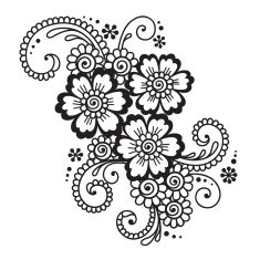 Hand-Drawn Abstract Henna Mehndi Flower Ornament N6