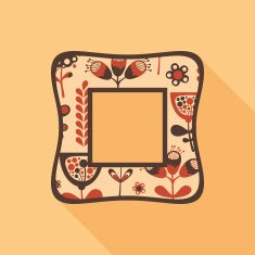Vintage square photo frame with colorful flowers