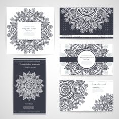 Set of banners with floral Indian ornaments can be used N21