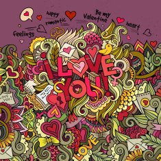 Love hand lettering and doodles elements background N2