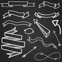 Vintage Vector Set of Hand Drawn Doodle on chalk board