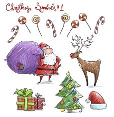 Doodle christmas symbols Vector illustaration