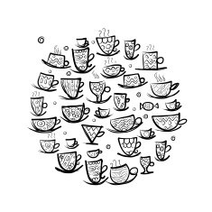 Frame with ornate mugs Sketch for your design N2