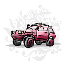 Female pink jeep sketch for your design