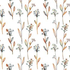 seamless pattern with flowers and grass