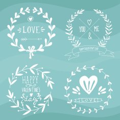 Valentine's day wreaths with messages and other design elements