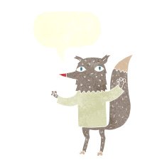 cartoon wolf with speech bubble N71