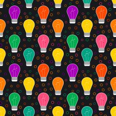 Vector seamless pattern with light bulb in flat style