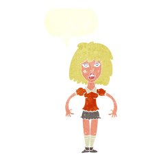 cartoon girl fight with speech bubble N12