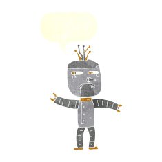 cartoon robot with speech bubble N244
