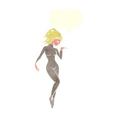 cartoon future space woman with speech bubble N11