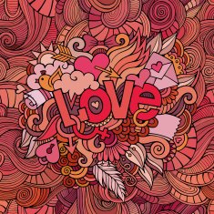 Love hand lettering and doodles elements background N3