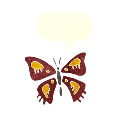 cartoon butterfly with speech bubble N14