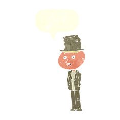 cartoon funny hobo man with speech bubble N12