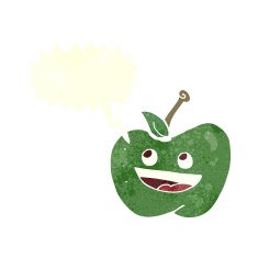 cartoon apple with speech bubble N58