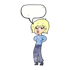 cartoon woman whistling with speech bubble N11