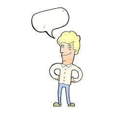 cartoon happy man with speech bubble N564