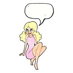 cartoon attractive woman posing with speech bubble N11