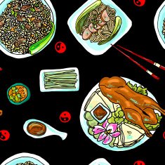 seamless pattern chinese food