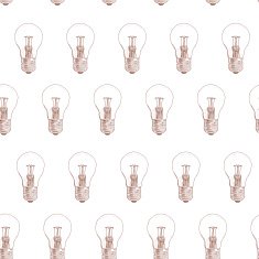 light bulb doodle seamless pattern on white background vector