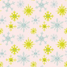 Seamless pattern with cute snowflakes in cartoon style N2